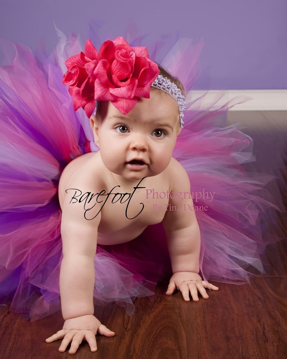 Pink Purple Tutu - Berrylicious Tutu - Custom Sewn 11" Pixie Tutu - Includes a coordinating flower headband