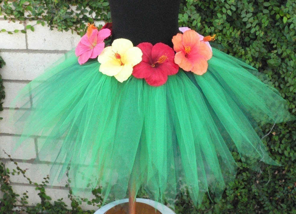 Kalei, an island pixie - 14.5 inch petite pixie tutu - Grass Hula Skirt Inspired Custom SEWN Tutu