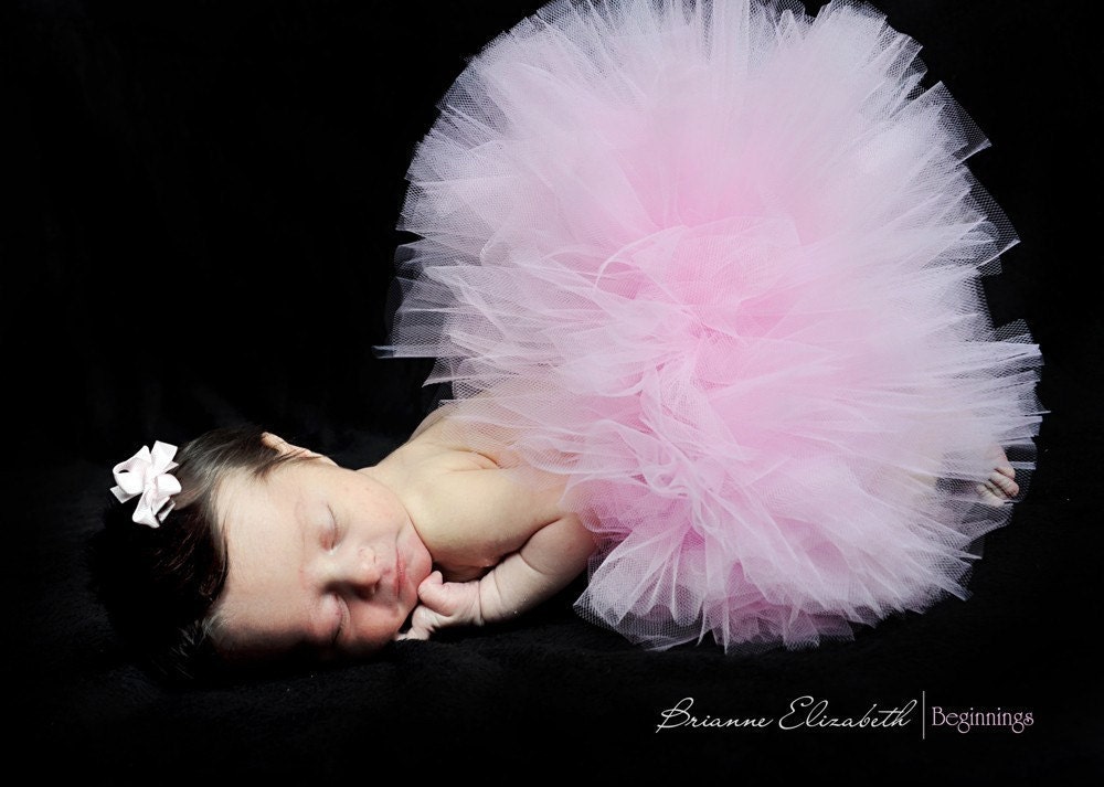 Pink Baby Tutu - Ready To Ship - Sewn Light Pink Infant Tutu - sizes newborn up to 12 months - Baby Photo Prop