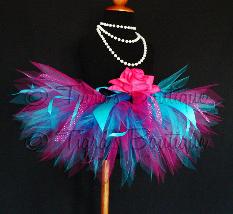 Design Your Own Birthday Surprise Tutu - Custom Sewn 11" Infant or Toddler Pixie Tutu Featuring Ribbon Streamers - sizes Newborn to 5T