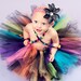 Rainbow Tutu - Birthday Tutu - Sewn Tutu - So Cal Punk Tutu - Extra Full 10" Tutu - sizes Newborn to 5T - Black with Neon Rainbow Colors