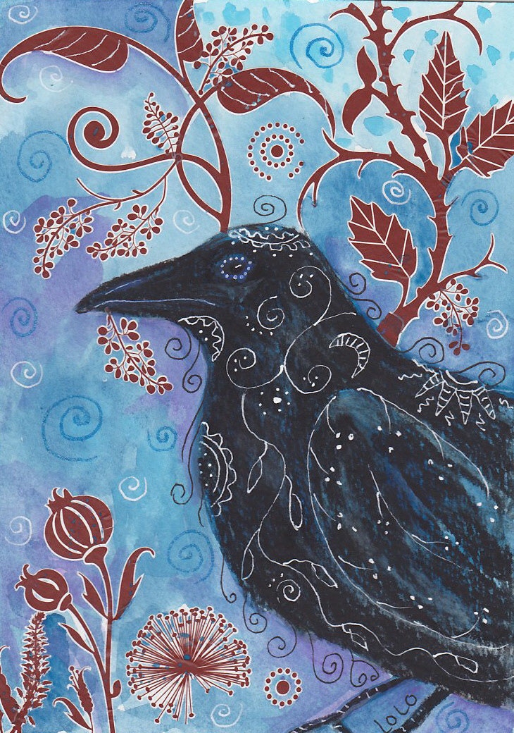 Gothic Raven notecard