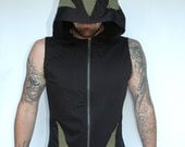 Pacha Play Lotrix Mens Vest- Hooded Ninja- tribal- techno- psytrance - PachaPlay