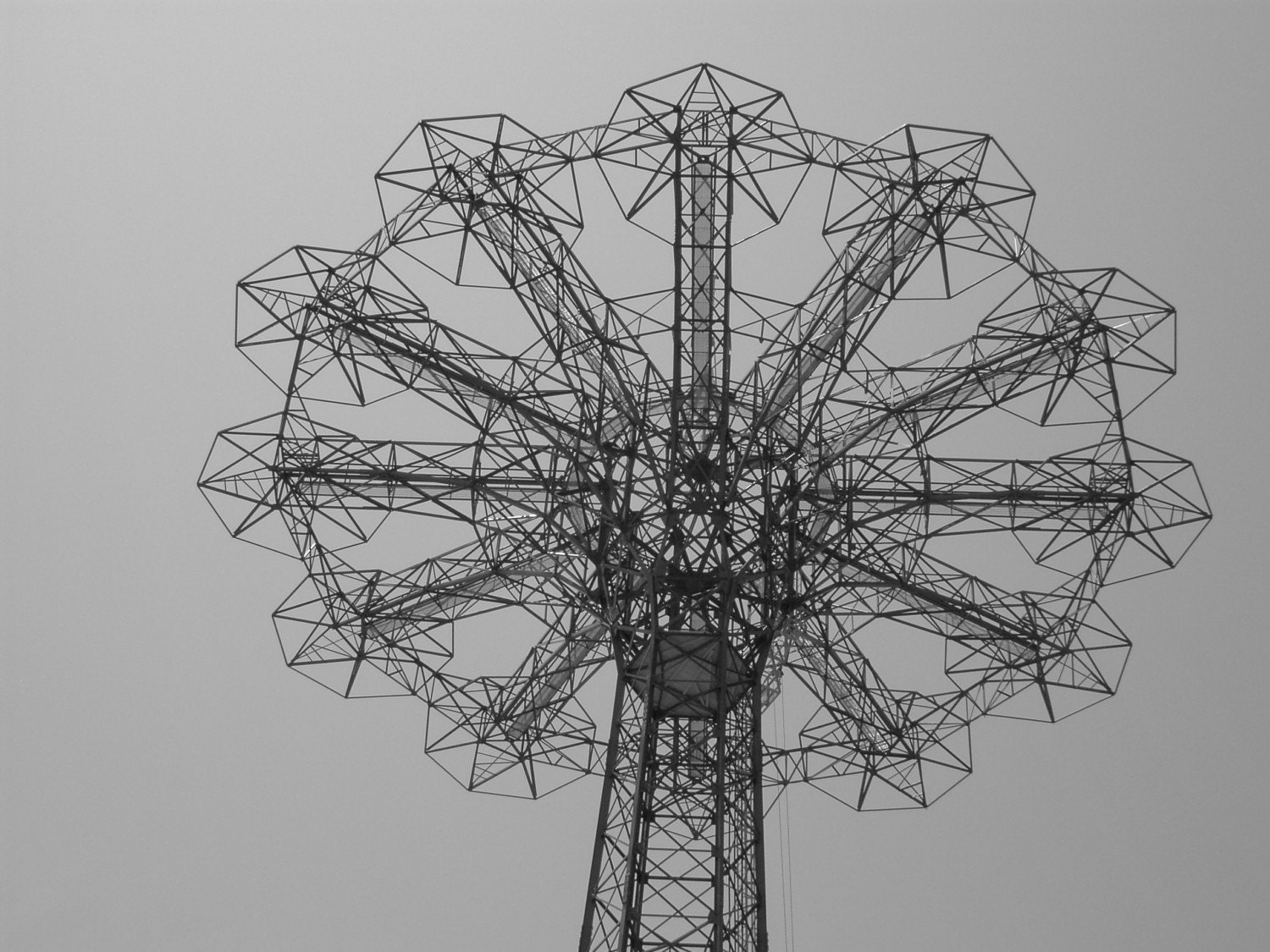 5 x 7 Black and White Photo Coney Island Parachute Jump 