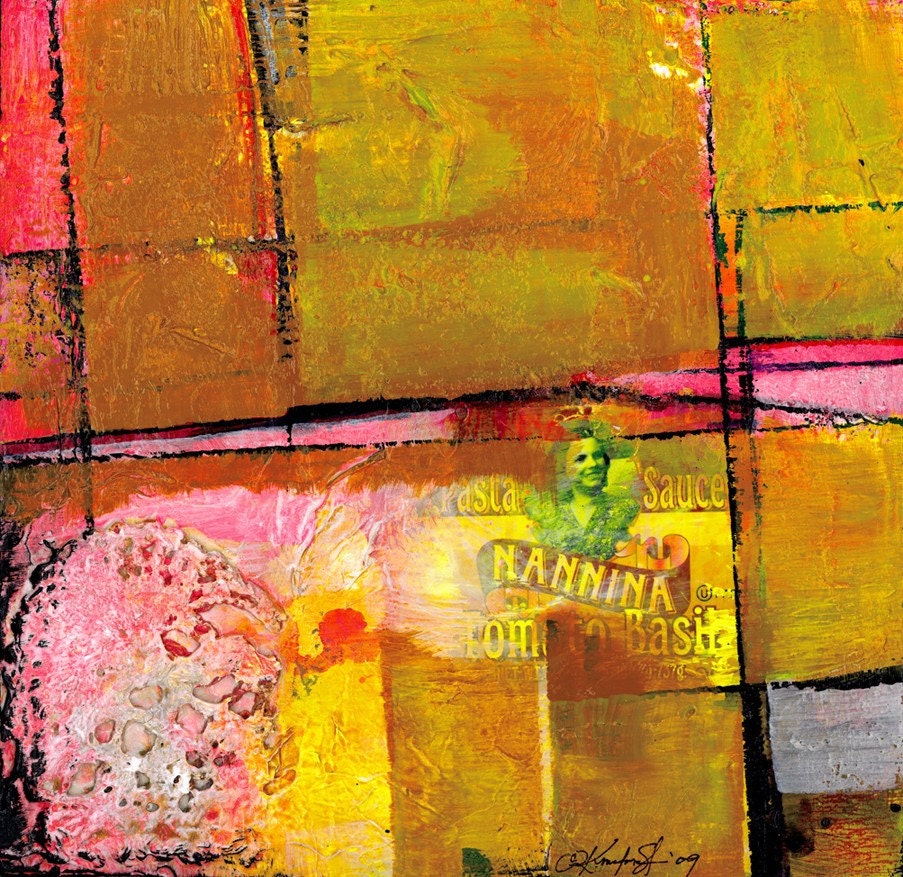 NANNINA recycled reclaimed wood Mixed Media collage art  by Kathy Morton Stanion EBSQ