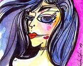 SEXY NUDE GODDESS 14 Original Miniature Watercolor Ink Illustration EBSQ