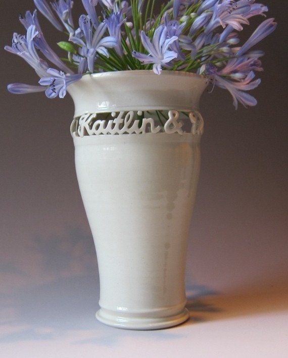 INFO ON ... Wedding Vase, Anniversary, Commitment Ceremony Gift - Sweetheart Vase - First Names Only
