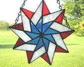 Stained Glass Patriotic Star, Red White and Blue,  Military, Veteran, Memorial Day, 4th of July - GlassPizazz