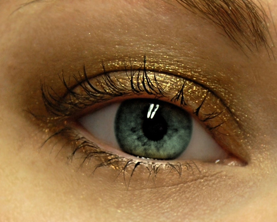 Chocolate Gold Eyeshadow - AZTEC GOLD Mineral Eye Shadow MINI - Chocolate & Gold Sparkly Eyeshadow - 3 gram Jar
