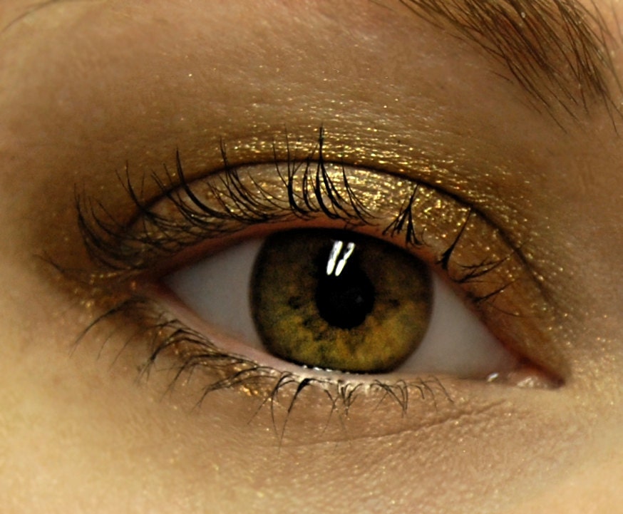 Chocolate Gold Eyeshadow - AZTEC GOLD Mineral Eye Shadow MINI - Chocolate & Gold Sparkly Eyeshadow - 3 gram Jar