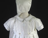 Boys Silk Christening Gown or Baptism Gown with Detach. Skirt, Romper, Bonnet