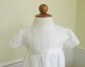 Handmade Christening Gowns, Baptism Gown and Bonnet of Swiss Cotton Embroideries, Elizabeth