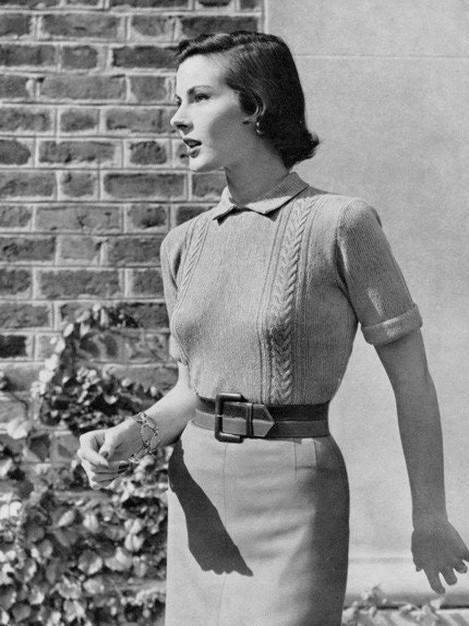 Vintage Blouse with Cable Stitch - Vintage Knitting Pattern - c.1950 - PDF eBook w BONUS