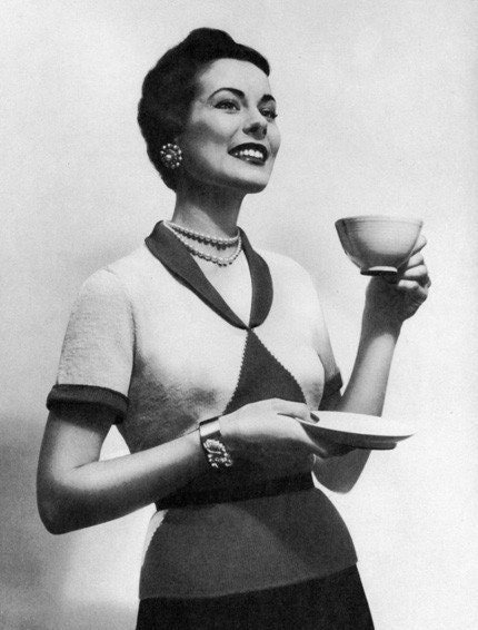 Vintage 1950s Blouse - Round the Clock Knitting Pattern - PDF eBook