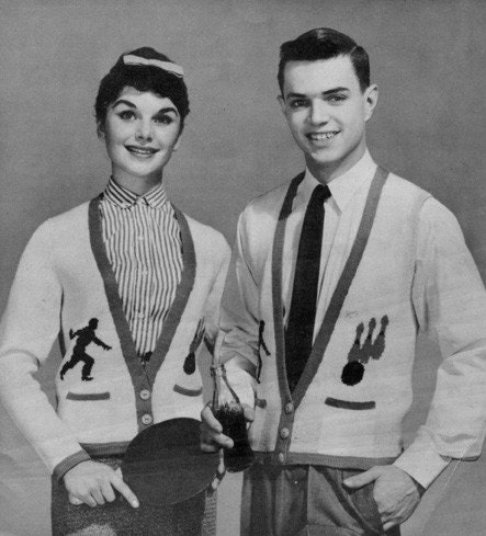 Vintage Bowling Design 1950s Vests Knitting Pattern - Restored e-Book