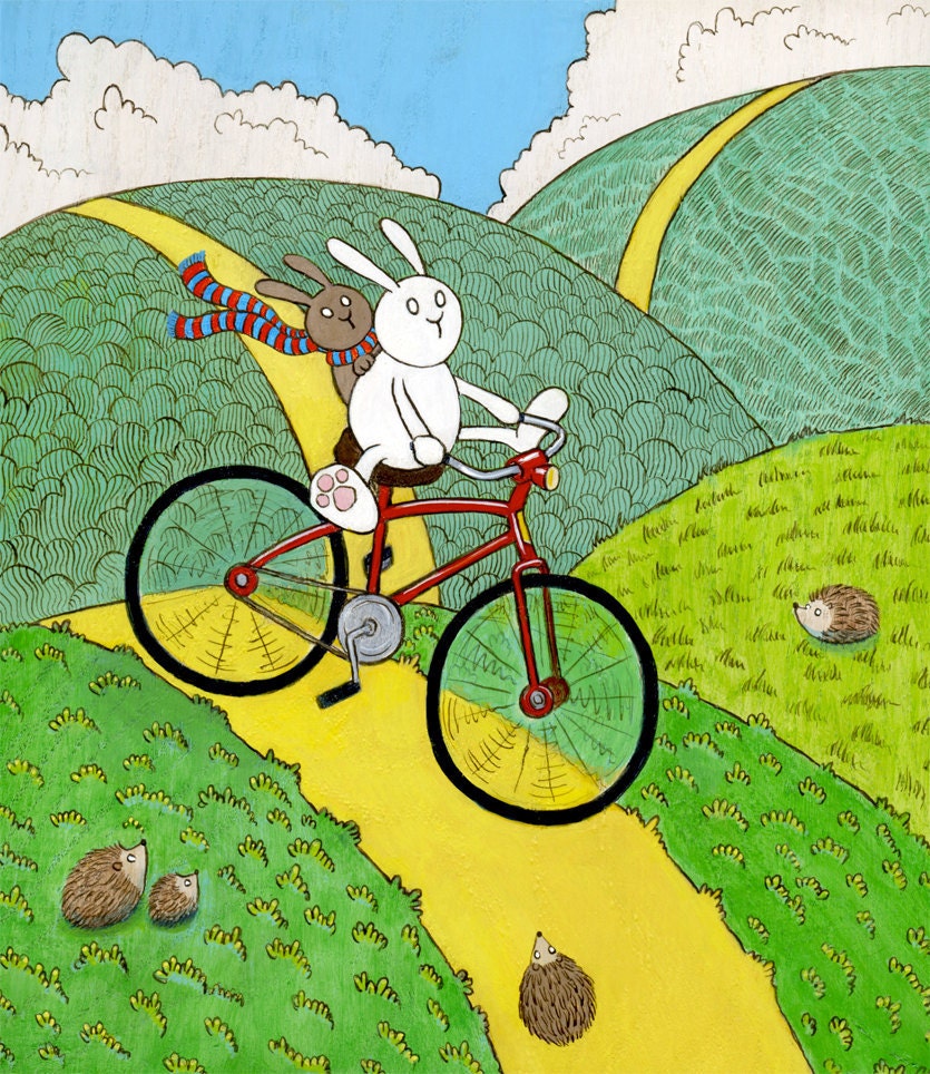 Reckless Bunny Red Bicycle Art Print