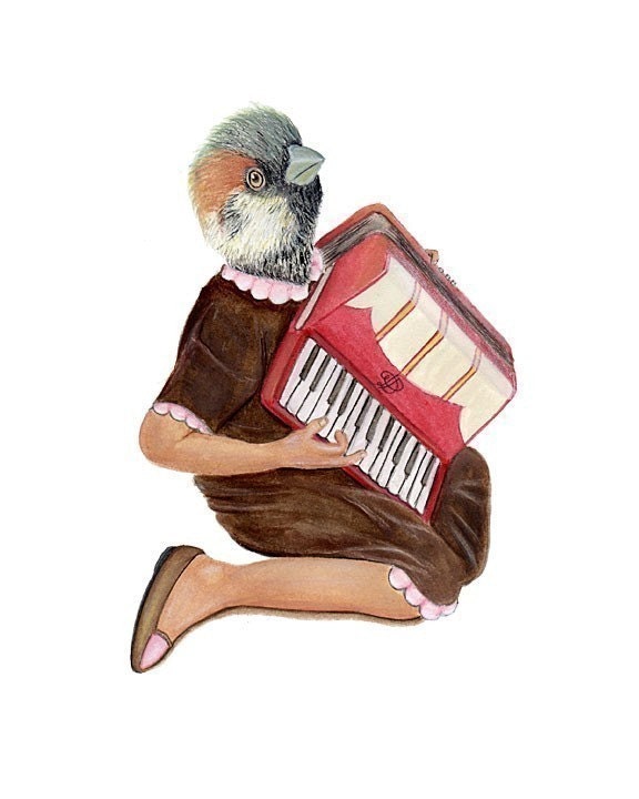 the lonesome accordionist print 5x7