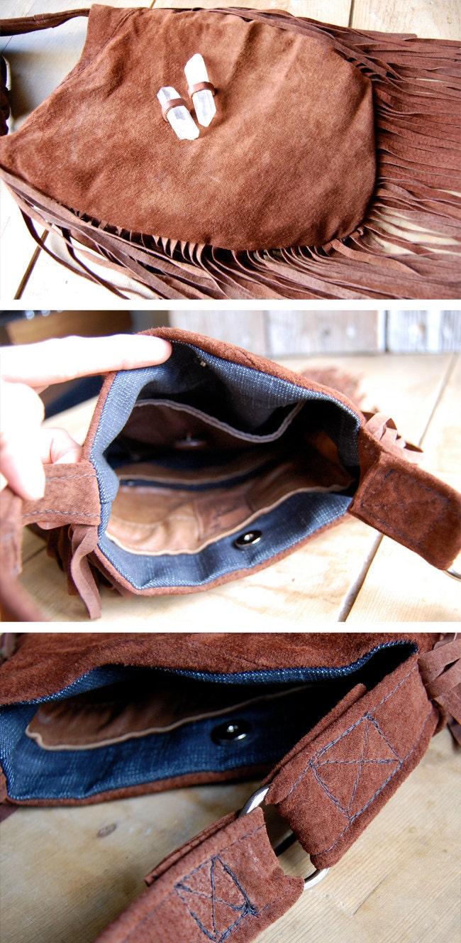 SALE ///  Brown Fringe bohemian navajo bag