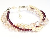 Champagne, Gold & Red Chunky Bridesmaid bracelet, apple, merlot, bordeaux, cherry, cranberry, tomato, claret, sunbeam, harvest gold, toffee