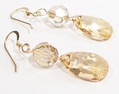 Champagne Teardrop Wedding Earrings, Bridal Jewelry, Light Brown, chocolate, candlelight, cafe, cashmere, latte