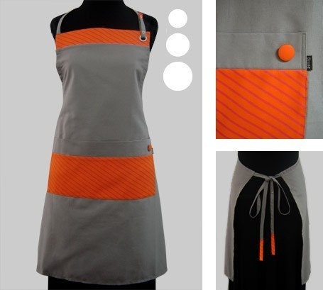 Gray and orange apron