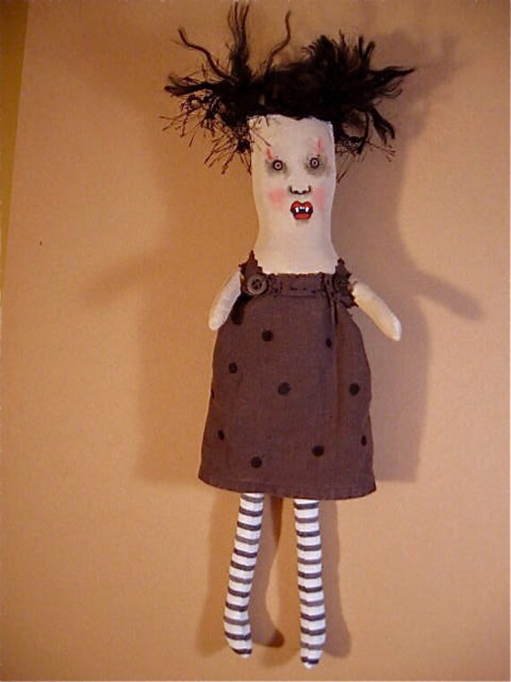 art doll Marta vampire- ooak- vampire rag doll- Rag Dolls Gone Wild series- creepy- ugly cute