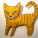 orange cat art doll- ooak art doll cat- wall or shelf art- cute- good kitty- strange cat- meow- euc