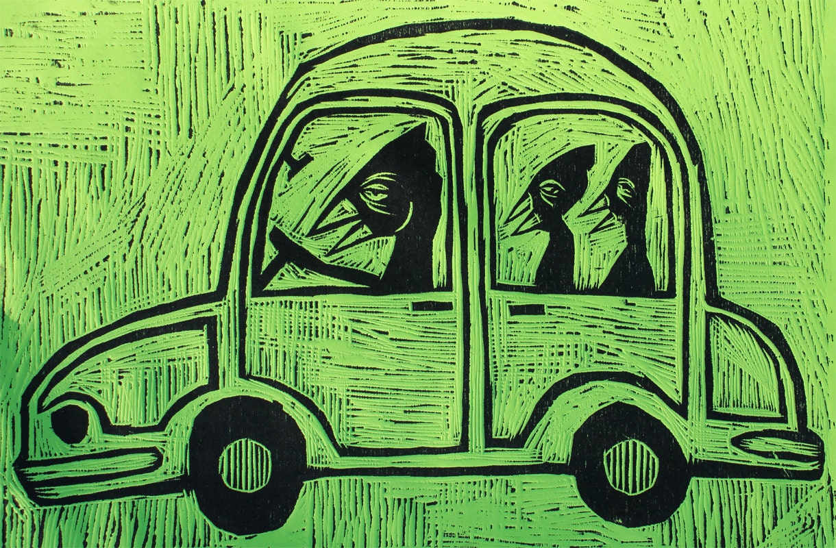 Road trip Woodcut  from the 366 Project January2 2012