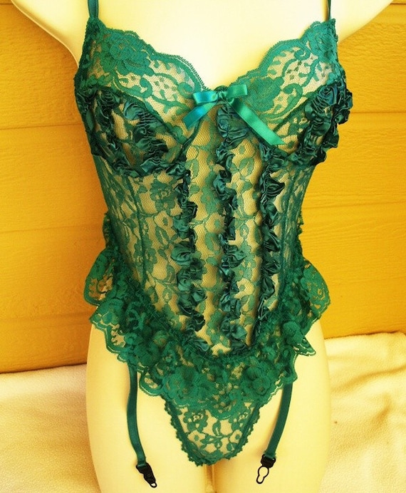 Vintage Teddy 1980s Lingerie Emerald Green M By Dejablonde On Etsy