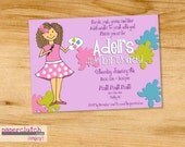 Art - Painting- Birthday Party Invitation - Digital File or Printed