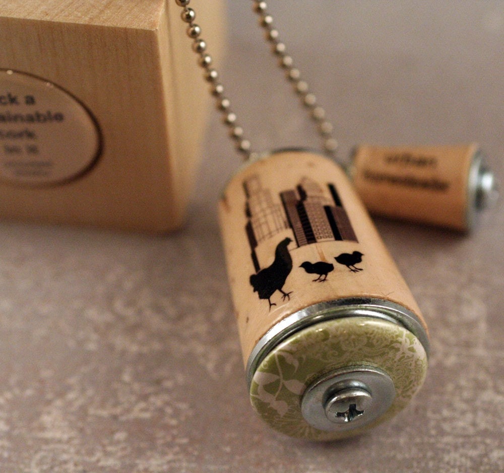 City Chickens CORK Necklace in Test Tube by Uncorked
