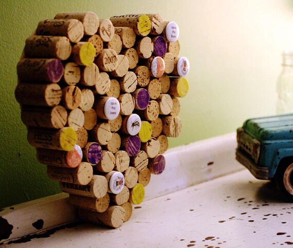 Wine Corkboard - Heart the BEES - Upcycled by Uncorked - Save the Bees