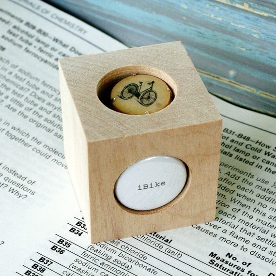 Bicycle Jewelry - Cork Bike Ring in Wood Block - Recycled by Uncorked