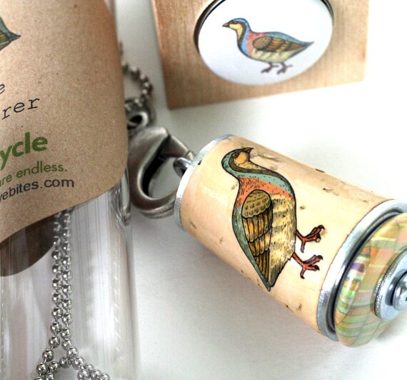 Dove Peace Necklace - Recycled Cork Jewelry in Test Tube - Dove Whisperer by Uncorked