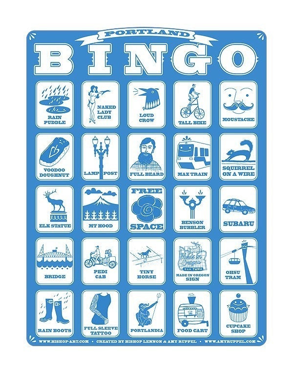 Portland Bingo print by Bishop Lennon and Amy Ruppel