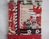 mixed media, collage,  vintage, red,  original art one of a kind, passion
