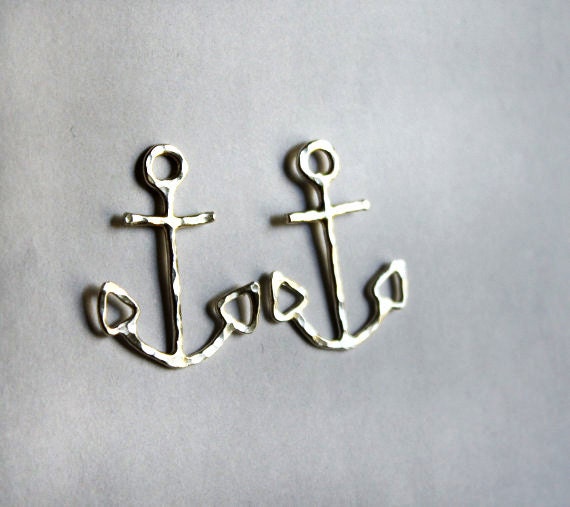 Oversized Sterling Silver Anchor Studs