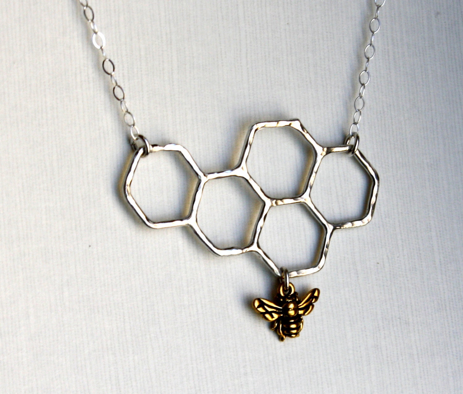 Ready to Ship- Sweets for the Sweet- Sterling Silver Honeycomb Necklace by Rachel Pfeffer