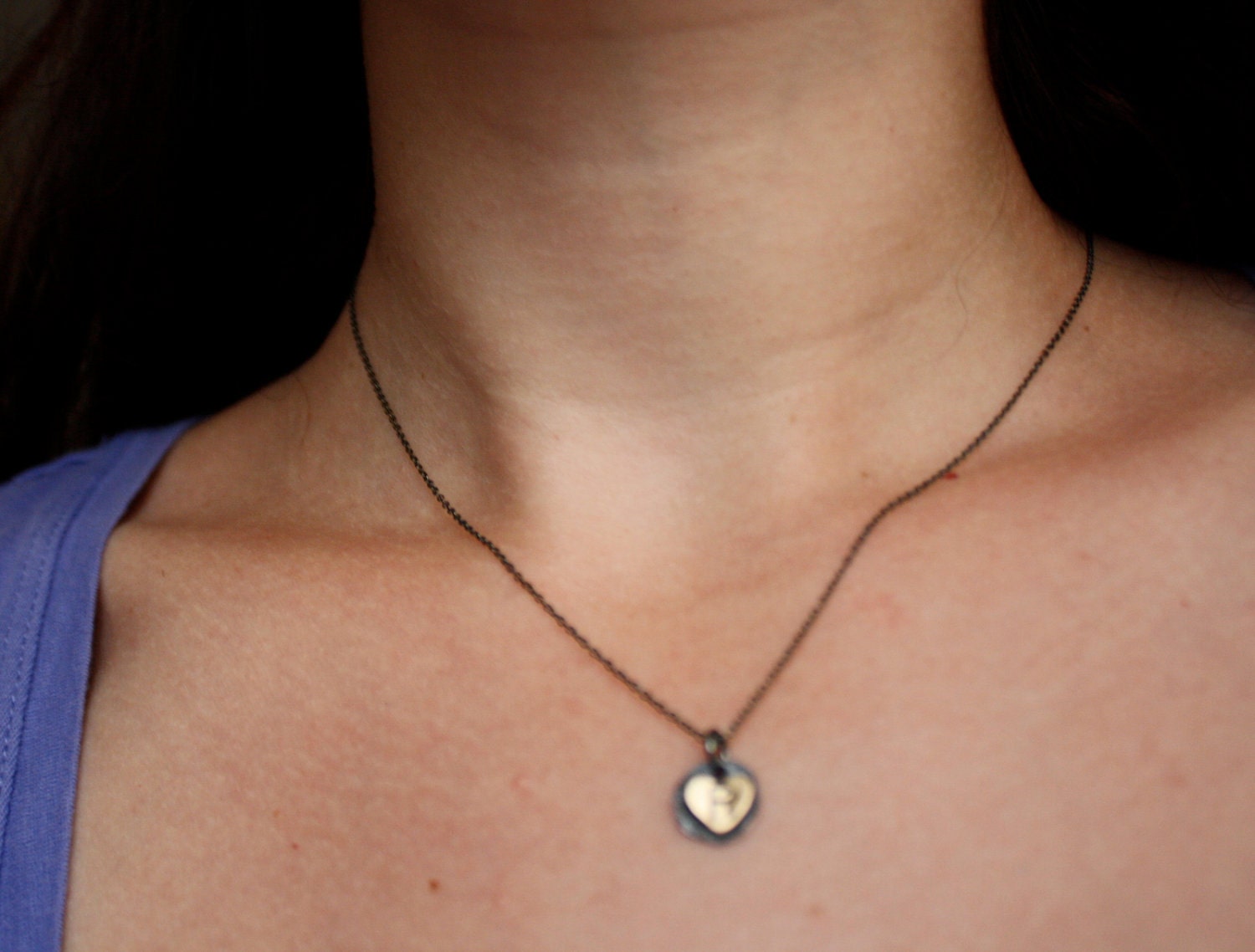 Custom Handmade Initial Heart Necklaces by Rachel Pfeffer - Listing for 1 Necklace