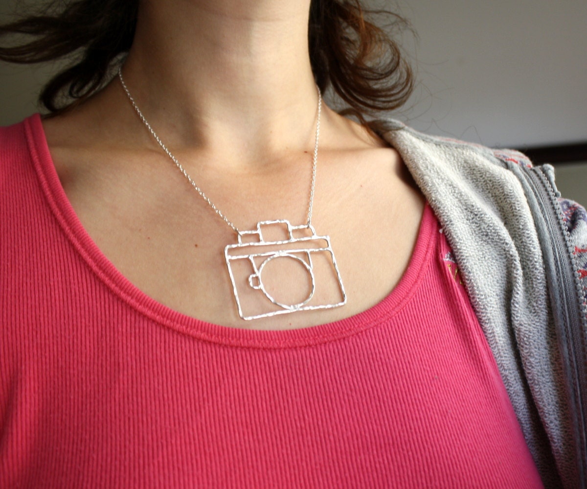 Sterling Silver Old Fashioned Camera Necklace- Handmade by Rachel Pfeffer- Holga