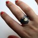 Black and Gold Sterling Silver Flat Heart Ring- Handmade by Rachel Pfeffer