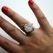 Snow White Drusy In Handmade Oxidized Pronged Setting