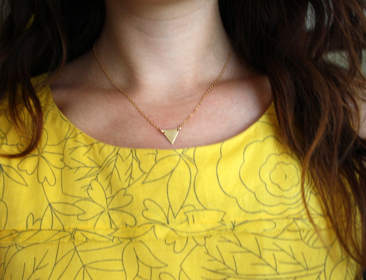 Tiny Brass Triangle Necklace- Handmade by Rachel Pfeffer
