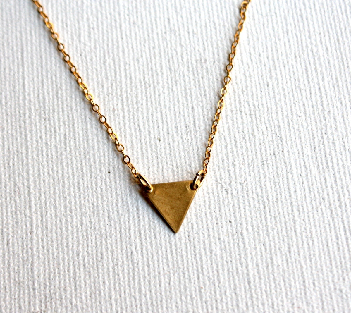 Tiny Brass Triangle Necklace- Handmade by Rachel Pfeffer
