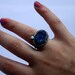 Big Blue Drusy Ring with Opal in Handmade Setting