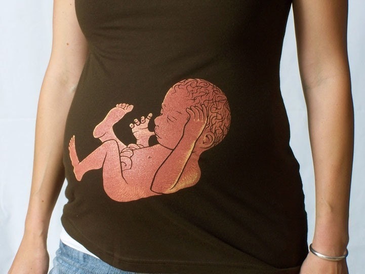 S Maternity Fetus Shirt on Chocolate Brown ..... Small