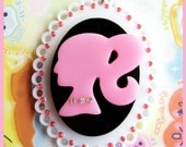 HUGE Pink Lady Silhouette Acrylic Necklace
