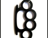 HUGE Black Brass Knuckles Acrylic Necklace