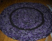 rug purple and black hand crochet 27.5 inch rug