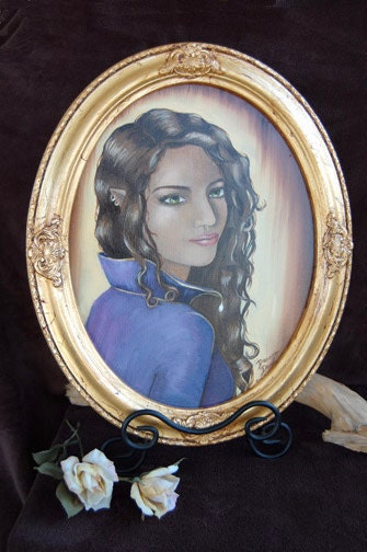 SALE ORIGINAL Framed Oil Painting Fantasy Art Portrait Fairy Faerie Queen 11x14 Oval